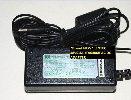 *Brand NEW* JENTEC JTA0406B 48V0.4A AC DC ADAPTER